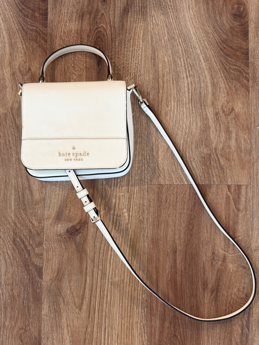 kate spade Cream Leather Crossbody Satchel with Top Handle